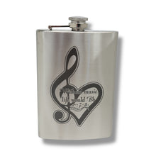 Load image into Gallery viewer, 8oz Without Music Life would be Flat Stainless Steel Flask