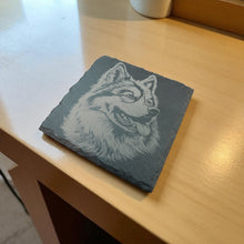 Load image into Gallery viewer, Coaster - Slate - Keeshond - SET OF 2 - Dog