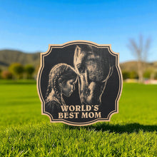 Load image into Gallery viewer, Sign - Black - Worlds best mom with girl and horse