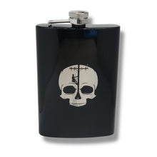 Load image into Gallery viewer, 8oz BLACK Lineman Skull Flask