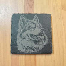 Load image into Gallery viewer, Coaster - Slate - Keeshond - SET OF 2 - Dog