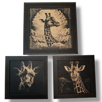 Framed Art - CUSTOM - Giraffe SET of 3 Pictures