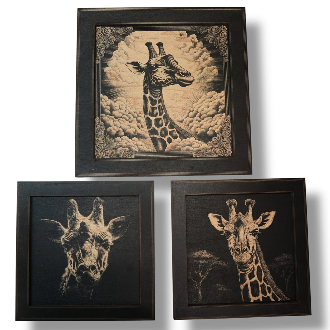 Framed Art - CUSTOM - Giraffe SET of 3 Pictures