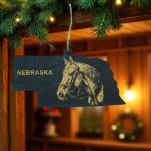 Load image into Gallery viewer, Ornament - Black - Nebraska with Horse
