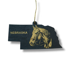 Load image into Gallery viewer, Ornament - Black - Nebraska with Horse