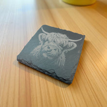 Load image into Gallery viewer, Coaster - Slate - Highland Cow - SET OF 2