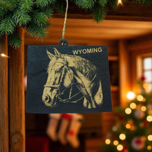 Load image into Gallery viewer, Ornament - Black - Wyoming with Horse