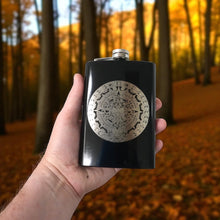 Load image into Gallery viewer, 8oz BLACK Mayan Calendar Flask