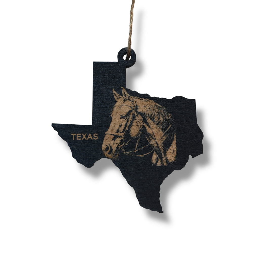 Ornament - Black - Texas with Horse