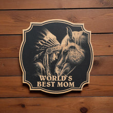 Load image into Gallery viewer, Sign - Black - Worlds best mom with Indian and horse