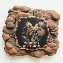 Load image into Gallery viewer, Sign - Black - Worlds best mom with Indian and horse