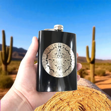 Load image into Gallery viewer, 8oz BLACK Mayan Calendar Flask