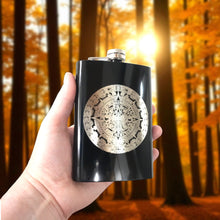 Load image into Gallery viewer, 8oz BLACK Mayan Calendar Flask