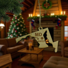 Load image into Gallery viewer, Ornament - CUSTOM - Maryland State State with Cities