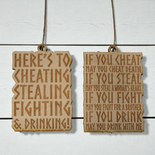 Load image into Gallery viewer, Ornament - Viking Toast - Set Raw Wood 3x4in