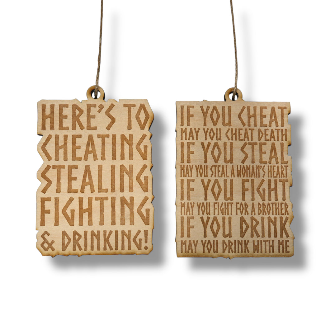 Ornament - Viking Toast - Set Raw Wood 3x4in