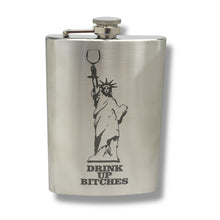 Load image into Gallery viewer, 8oz Drink Up Bitches - Statue of Liberty Stainless Steel Flask