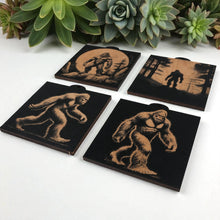 Load image into Gallery viewer, Ornament - BLACK - Bigfoot Sasquatch SET of 4 Ornaments
