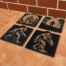 Load image into Gallery viewer, Ornament - BLACK - Bigfoot Sasquatch SET of 4 Ornaments