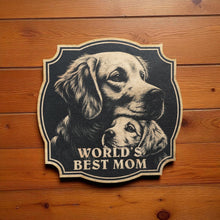 Load image into Gallery viewer, Sign - Black - Worlds best mom with golden retriever - Dog