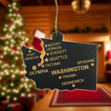 Load image into Gallery viewer, Ornament - CUSTOM - Washington State with Cities