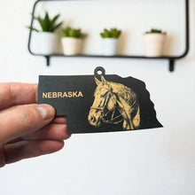Load image into Gallery viewer, Ornament - Black - Nebraska with Horse