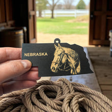 Load image into Gallery viewer, Ornament - Black - Nebraska with Horse