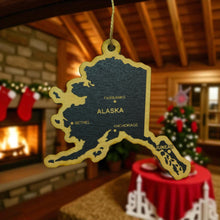 Load image into Gallery viewer, Ornament - CUSTOM - Alaska State with Cities