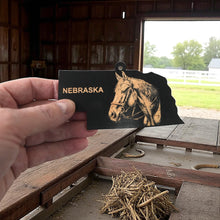Load image into Gallery viewer, Ornament - Black - Nebraska with Horse