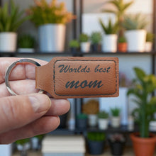Load image into Gallery viewer, Keychain - Rectangle - Worlds best mom - Leather