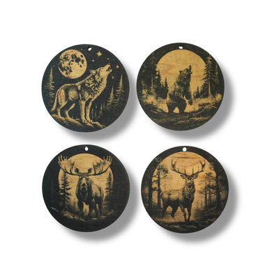Ornament - Black - Woods at Night SET of 4