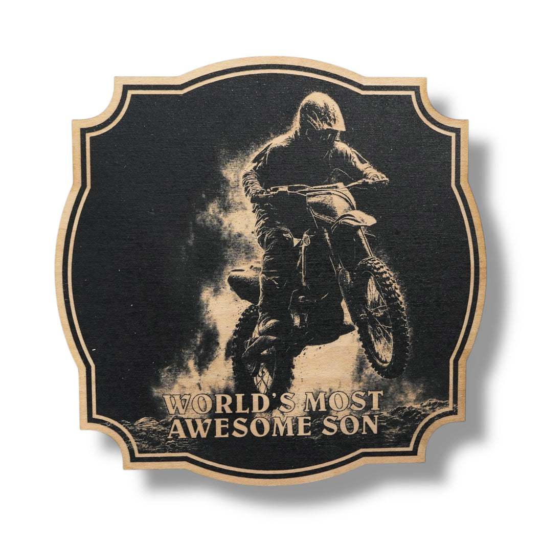 Sign - Black - Worlds most awesome son with dirtbike