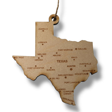 Ornament - CUSTOM - Texas State with Cities