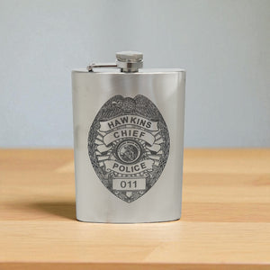 8oz Hawkins Chief of Police Stainless Steel Flask