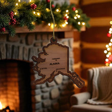 Load image into Gallery viewer, Ornament - CUSTOM - Alaska State with Cities