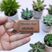 Load image into Gallery viewer, Keychain - Rectangle - Worlds best mom - Leather