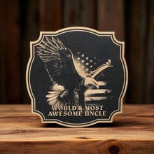 Load image into Gallery viewer, Sign - Black - Worlds most awesome Uncle with eagle and flag