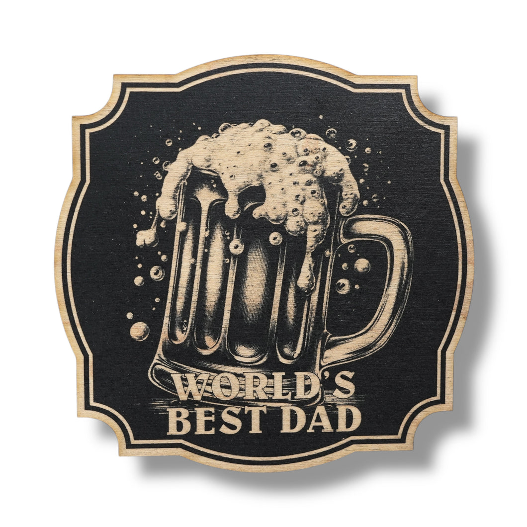 Sign - Black - Worlds best dad with beer mug