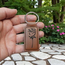 Load image into Gallery viewer, Keychain - Rectangle - Rose - Leather