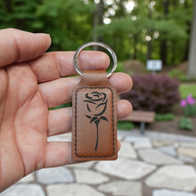 Load image into Gallery viewer, Keychain - Rectangle - Rose - Leather