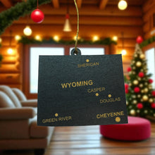 Load image into Gallery viewer, Ornament - CUSTOM - Wyoming State with Cities