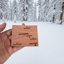 Load image into Gallery viewer, Ornament - CUSTOM - Wyoming State with Cities