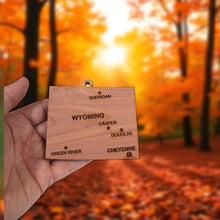 Load image into Gallery viewer, Ornament - CUSTOM - Wyoming State with Cities
