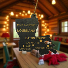 Load image into Gallery viewer, Ornament - CUSTOM - Louisiana State with Cities