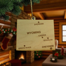 Load image into Gallery viewer, Ornament - CUSTOM - Wyoming State with Cities
