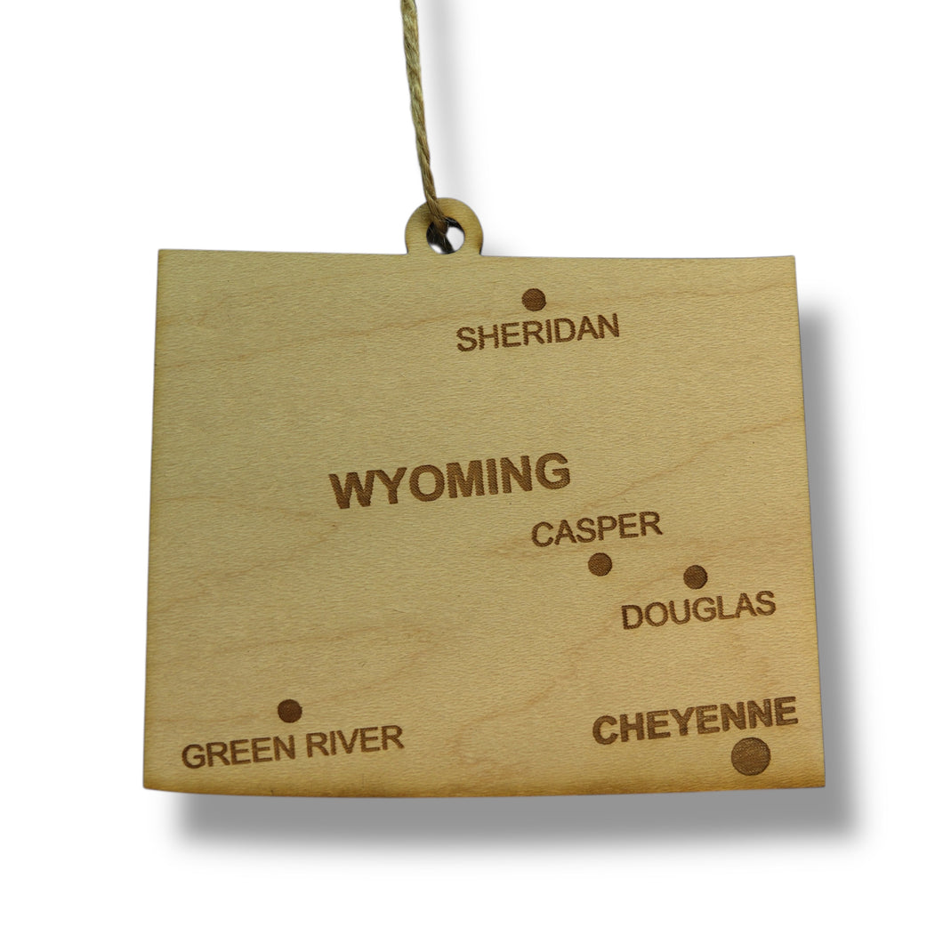 Ornament - CUSTOM - Wyoming State with Cities