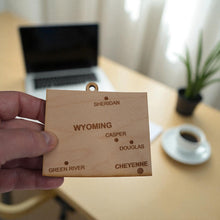 Load image into Gallery viewer, Ornament - CUSTOM - Wyoming State with Cities