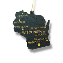 Load image into Gallery viewer, Ornament - CUSTOM - Wisconsin State with Cities