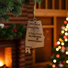 Load image into Gallery viewer, Ornament - CUSTOM - Alabama State with Cities