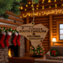 Load image into Gallery viewer, Ornament - CUSTOM - South Carolina State with Cities